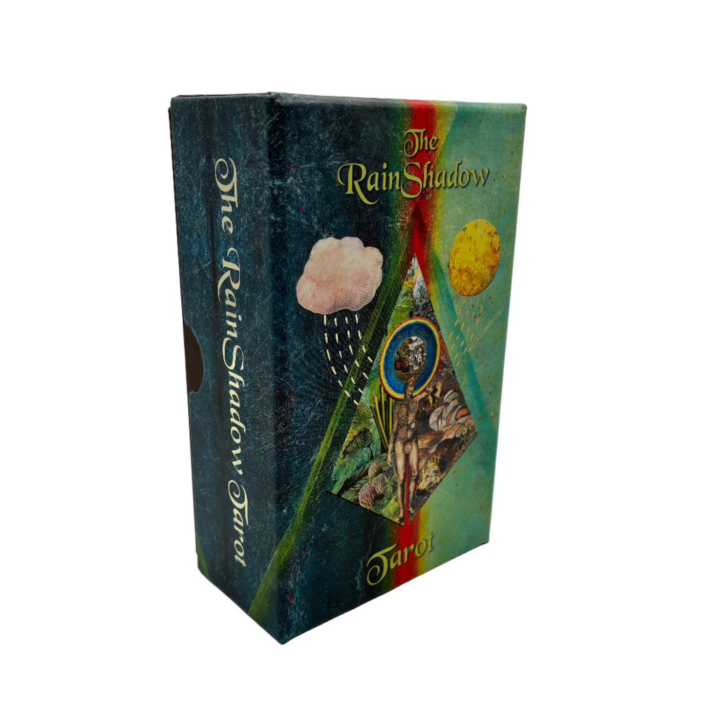 Tarot deck box titled 'The Rain Shadow Tarot' with colorful cover design on a white background
