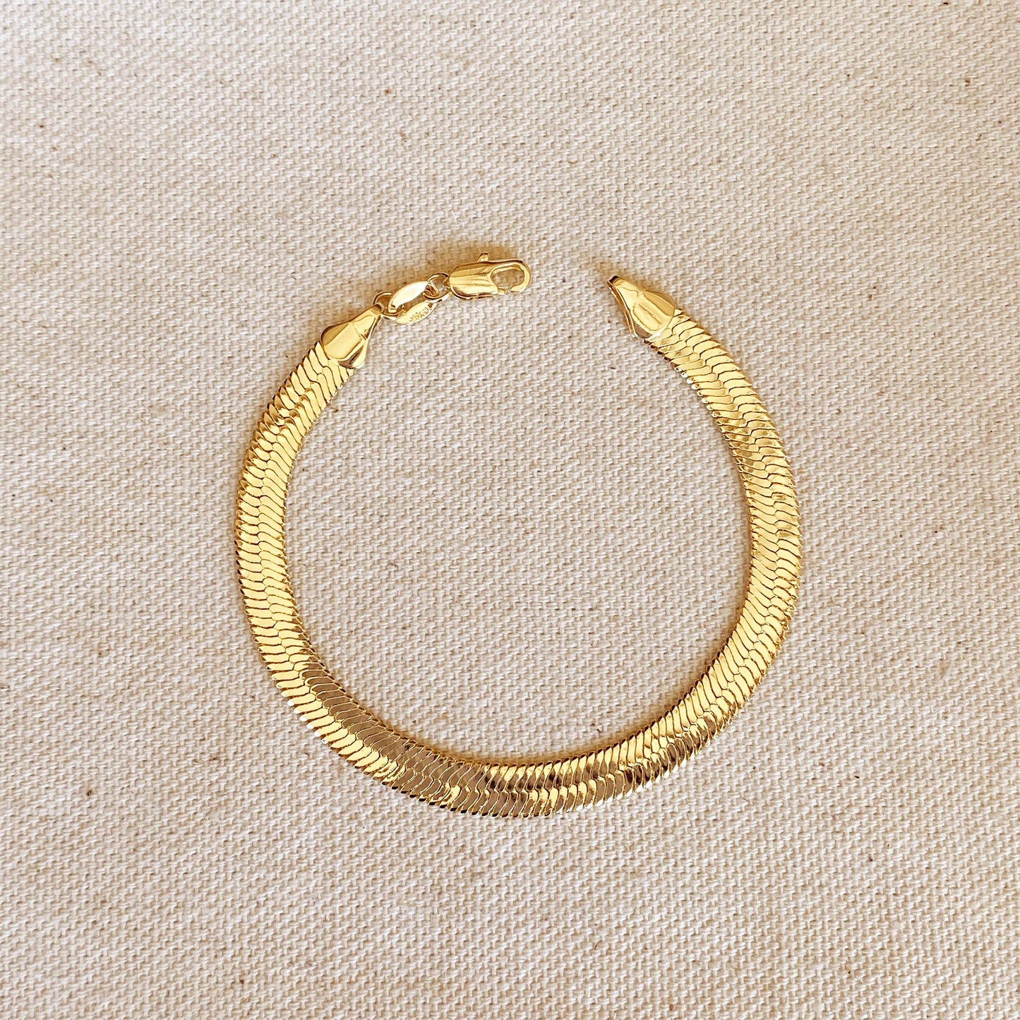 18k Gold Filled 6mm Herringbone Bracelet