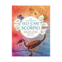 The Little Book of Self-Care for Scorpio book cover by Constantine Stellias, featuring a colorful astrological design with a scorpion, white calla lilies, stars, and zodiac symbols on a white background.
