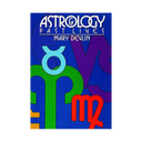 Front cover of the book 'Astrology Past Lives' by Mary Devlin, featuring a bold blue background with large overlapping zodiac symbol shapes in purple, green, light blue, red, and orange, plus white title text at the top.