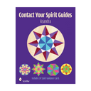 Front cover of a purple booklet titled "Contact Your Spirit Guides" by Asandra, featuring a large multicolor geometric star design in the center and four smaller colorful star illustrations along the bottom. The Schiffer logo appears at the lower left.