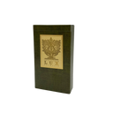 A dark olive green textured rectangular tarot box with a gold front label featuring an ornate emblem and the text 'LUX' and 'EST. 2015'.