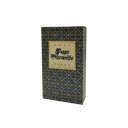 A box of Uusi Pegan Otherworlds Tarot cards, featuring a dark navy blue and gold ornate pattern with a central beige label.