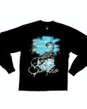 Black long-sleeve shirt with a Scorpio zodiac design on a white background