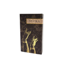 A rectangular product box for 'SUPRA ORACALE' stands upright against a plain white background. The box is dark brown with gold glitter-like speckles, a gold band near the top, and an illustration of two raised hands in gold on the front.