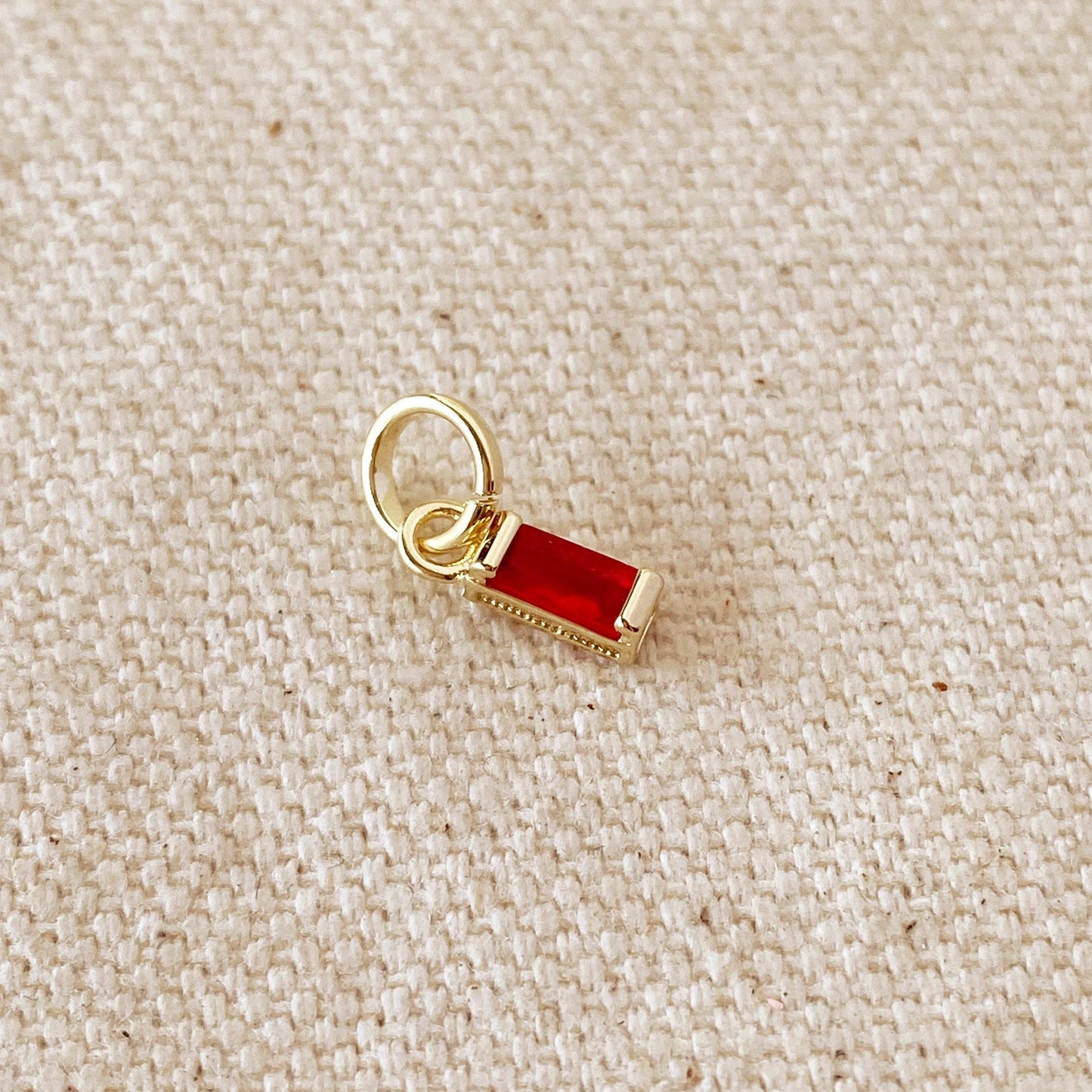 18k Gold Filled Baguette Birthstone Charm with Chain