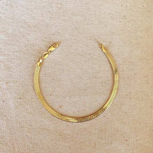 18k Gold Filled 4mm Herringbone Bracelet