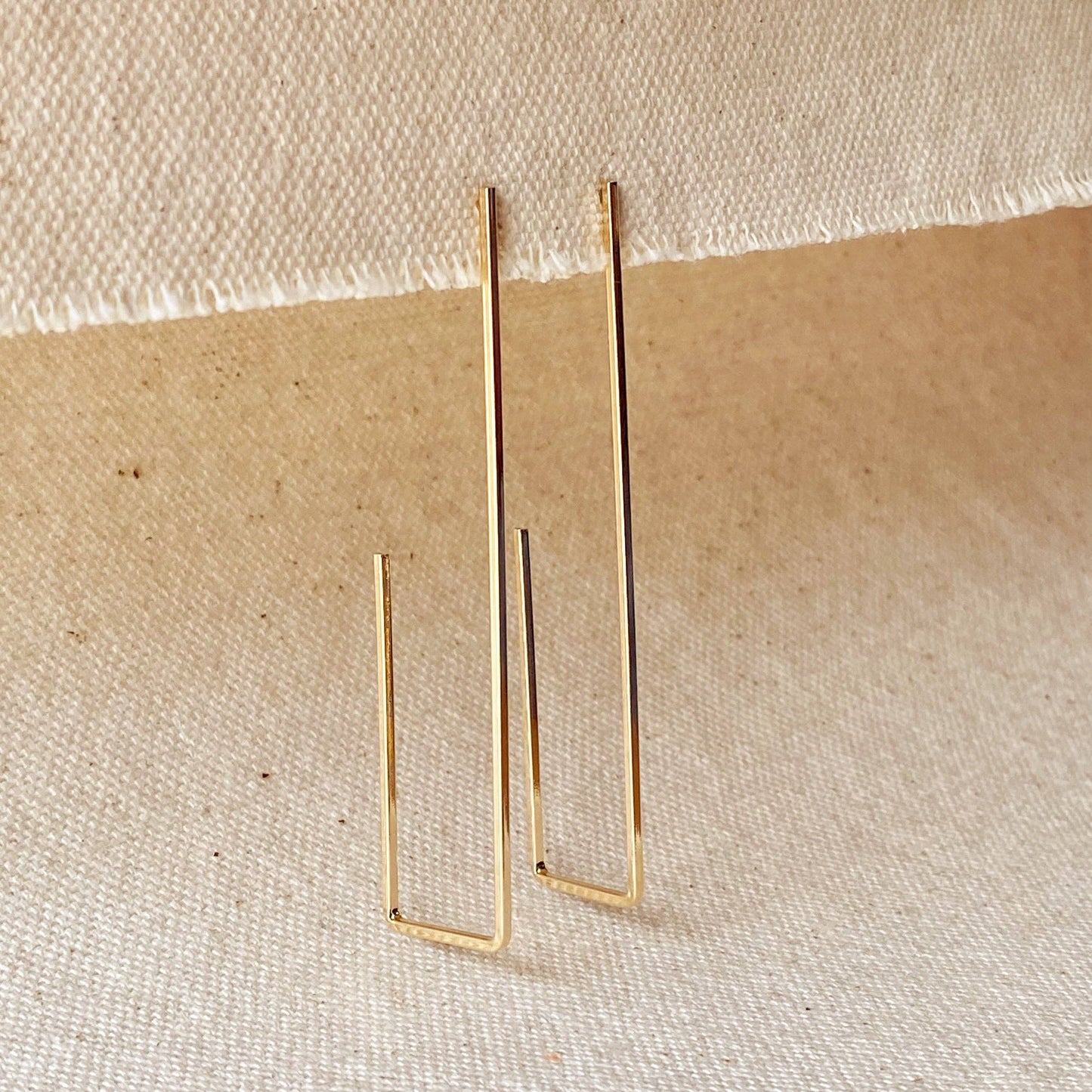 18k Gold Filled Rectangle Shaped Earrings