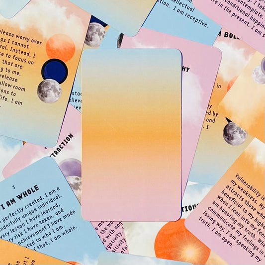 Cover art of the I Am Everything Affirmation Deck with collection of cards.