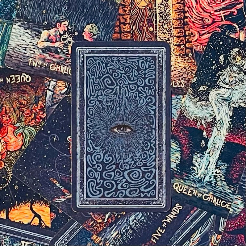 Cover art of the Prisma Visions Tarot Deck with collection of cards.