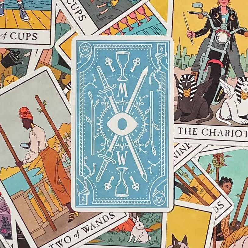 Cover art of the Modern Witch Tarot deck with collection of cards.