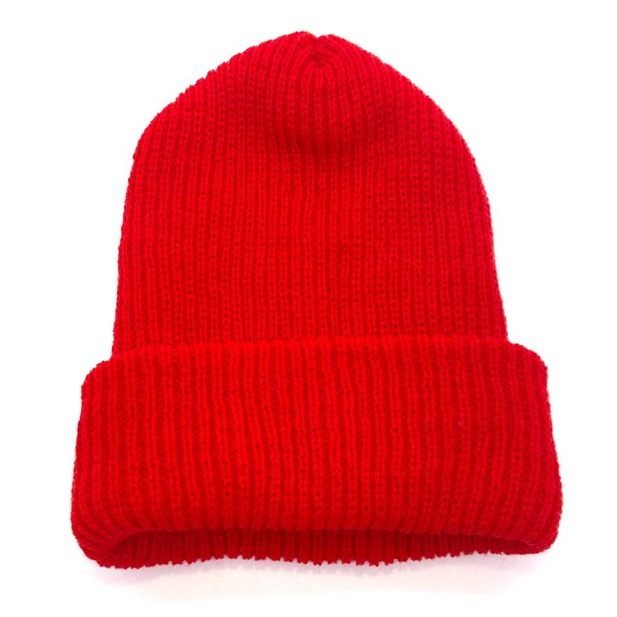 Stocking cap in bright red.