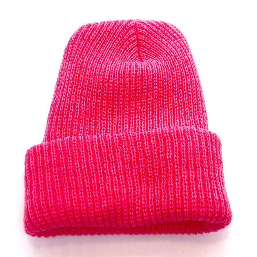 Stocking cap in fuchsia.