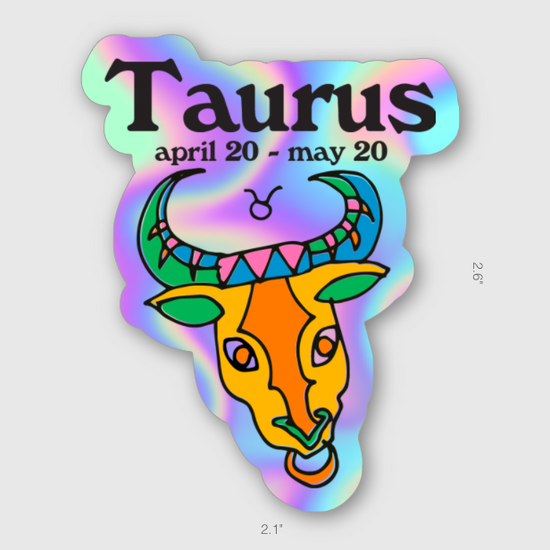 Hologram stickers of the zodiac sign Taurus.