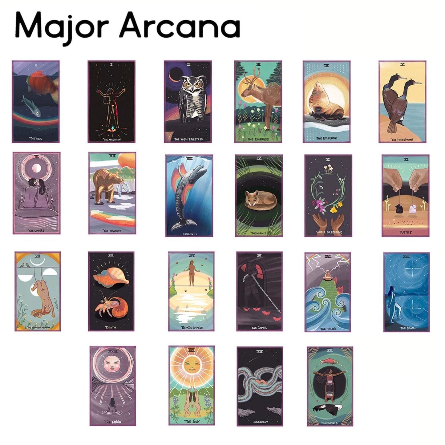 The Major Arcana cards from the Gentle Tarot deck.