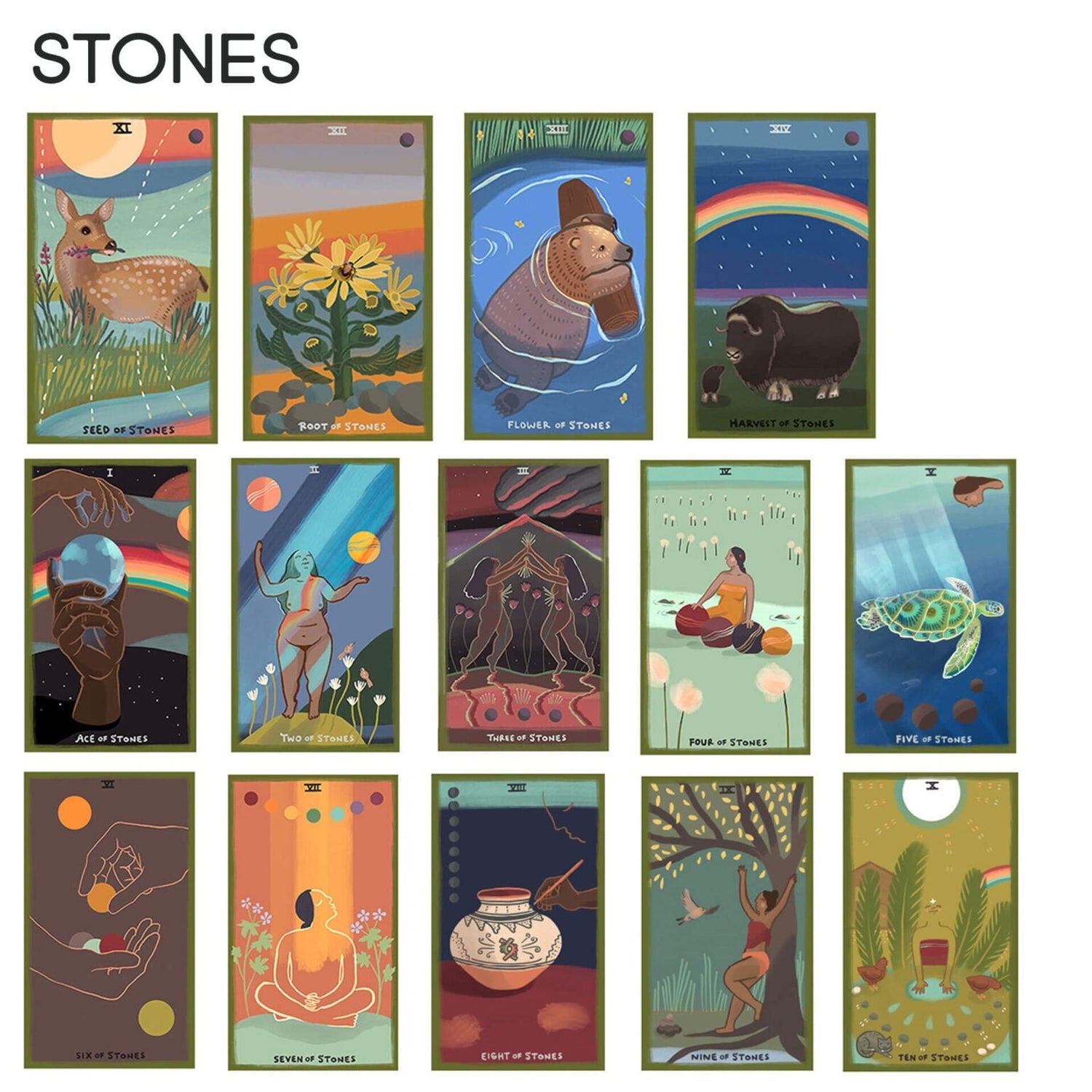 The Stones cards from the Gentle Tarot deck.
