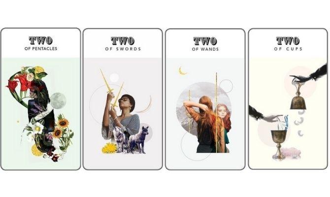 Collection of cards from the Gold Lyre Tarot deck.