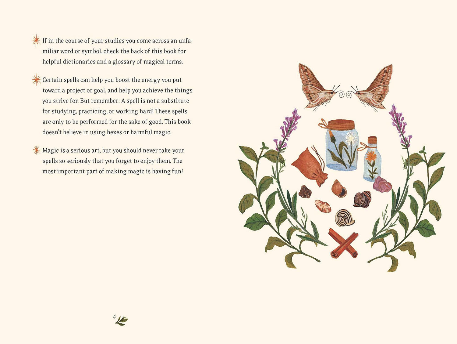 Pages from The Little Witch's Book of Spells by Ariel Kusby.