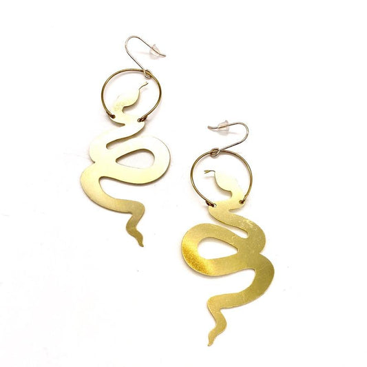 Brass snake earrings.